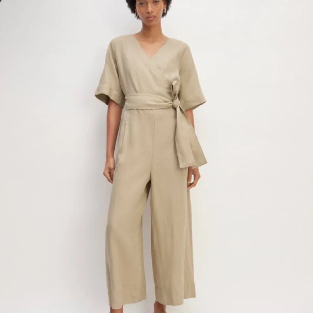 NWT New Everlane Linen Jumpsuit in Khaki size 2
